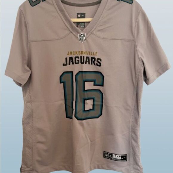 NFL JAGUARS Gray and Blue Jersey with V-Neck and Shoulder Accents - Picture 1 of 10
